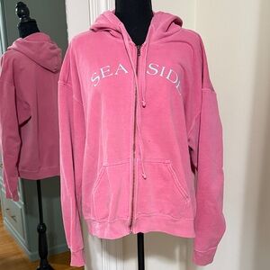 Pink 'SEASIDE' Zip Up Hoodie by Comfort Colors